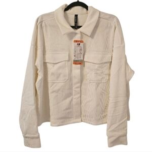 White Mondetta Women's Cropped Couduroy Textured Top